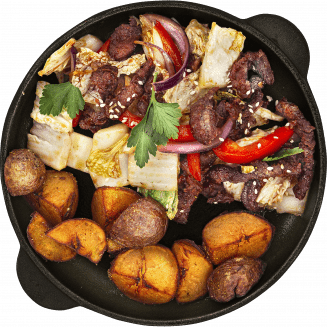 Говядина в черном соусе